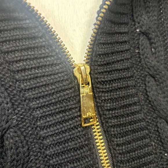 Ralph Lauren Black Half Zip Knitted Sweater Long Sleeve Collared Womens Vintage - Picture 8 of 8